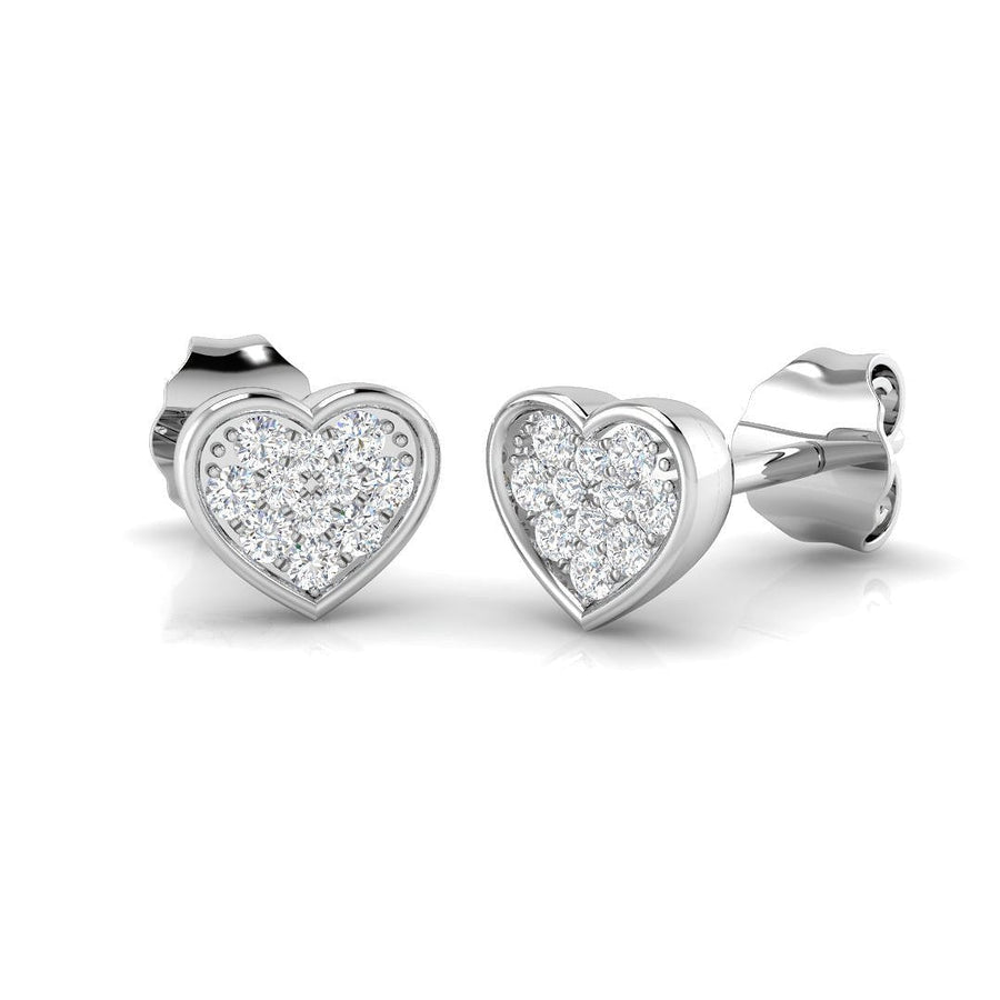Pave Heart Lab Diamond Earrings 0.10ct G/VS in 9k White Gold - After Diamonds