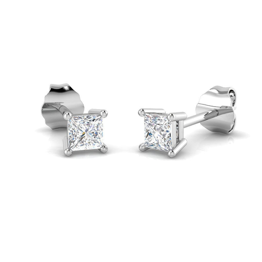 Princess Lab Diamond Stud Earrings 0.50ct G/VS in 9k White Gold - After Diamonds