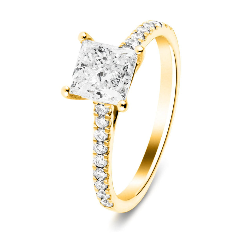 Sarah Lab Diamond Princess Engagement Ring 0.75ct D/VVS 18k Yellow Gold - After Diamonds
