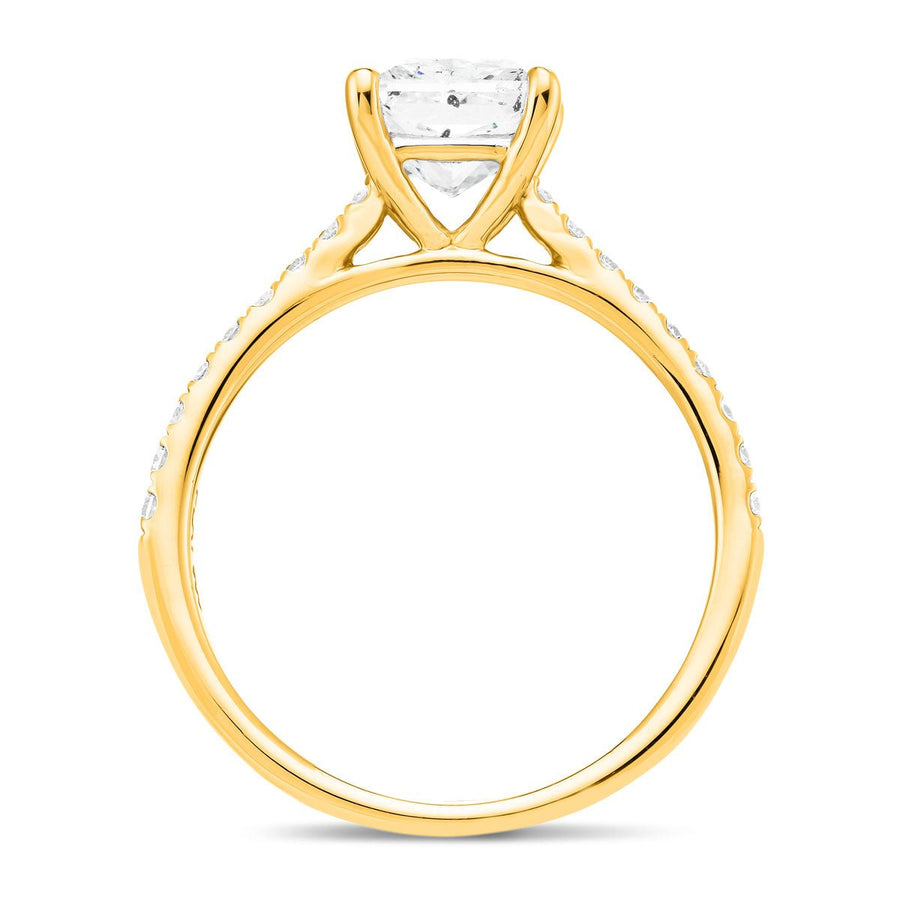 Sarah Lab Diamond Princess Engagement Ring 0.75ct G/VS 9k Yellow Gold - After Diamonds