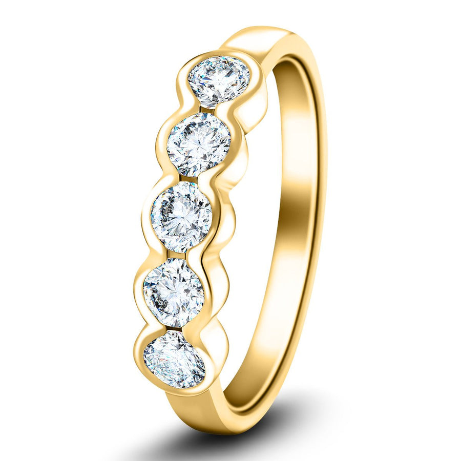 Semi Bezel Five Stone Lab Diamond Ring 1.35ct G/VS in 18k Yellow Gold - After Diamonds