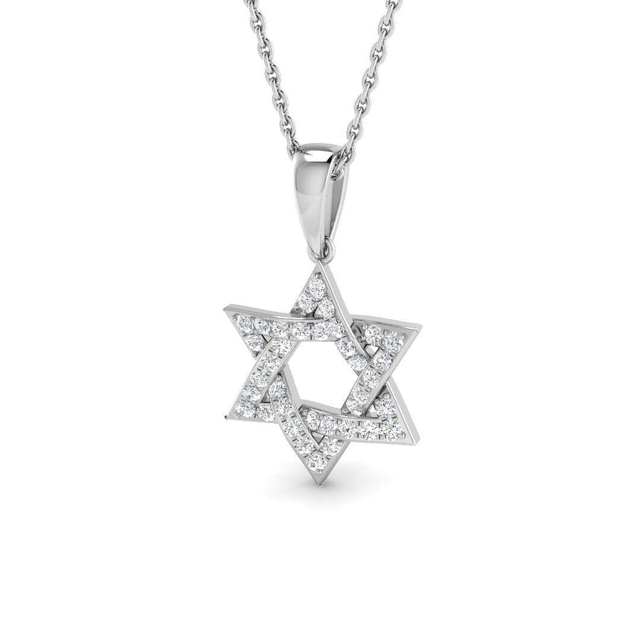 Star of David Lab Diamond Necklace Pendant 0.25ct in 925 Silver - After Diamonds
