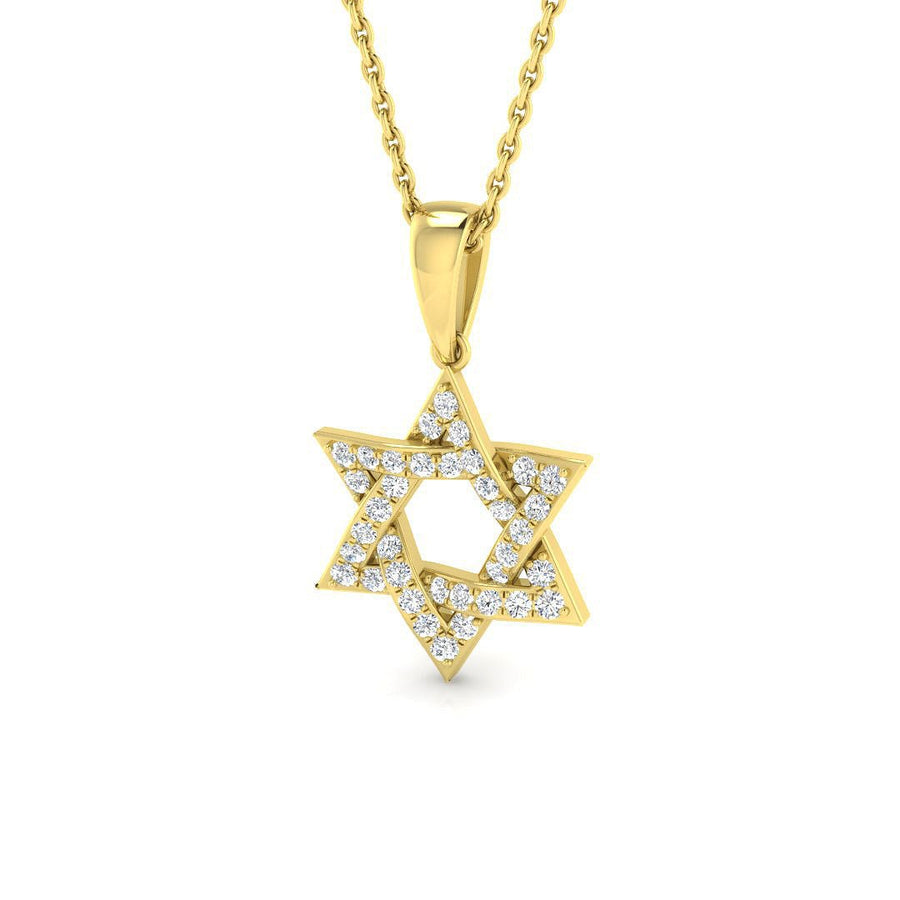 Star of David Lab Diamond Necklace Pendant 0.25ct in 9k Yellow Gold - After Diamonds