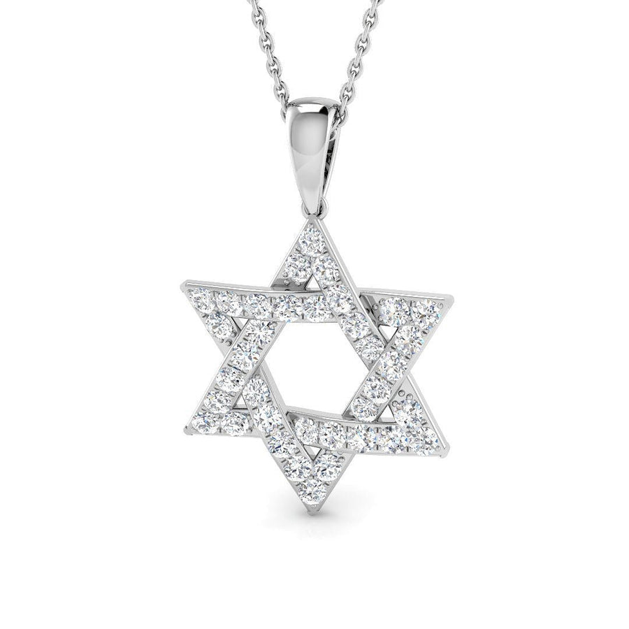 Star of David Lab Diamond Necklace Pendant 1.00ct in 9k White Gold - After Diamonds