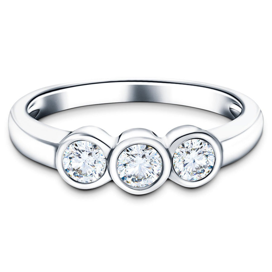Zara Three Stone Bezel Lab Diamond Engagement Ring 0.25ct G/VS 9k White Gold - After Diamonds