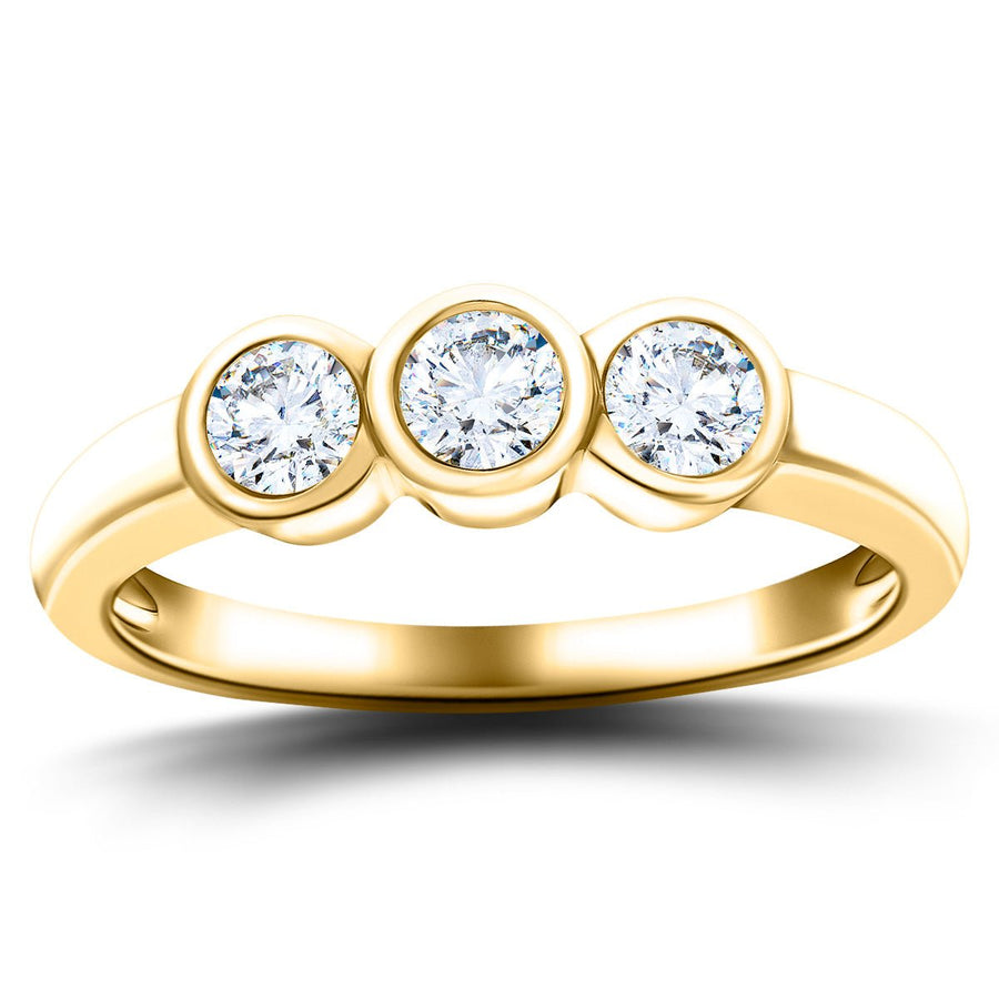 Zara Three Stone Bezel Lab Diamond Engagement Ring 0.25ct G/VS 9k Yellow Gold - After Diamonds