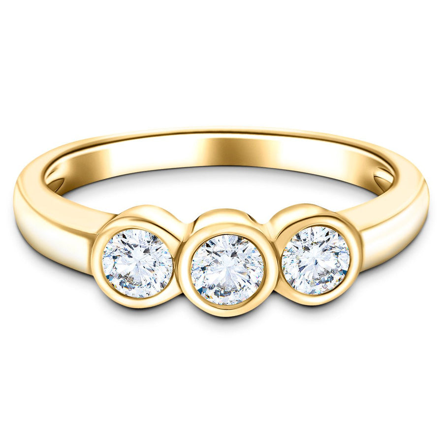 Zara Three Stone Bezel Lab Diamond Engagement Ring 0.25ct G/VS 9k Yellow Gold - After Diamonds